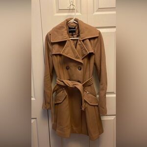 Express Women's Camel Double-Breasted Trench Coat